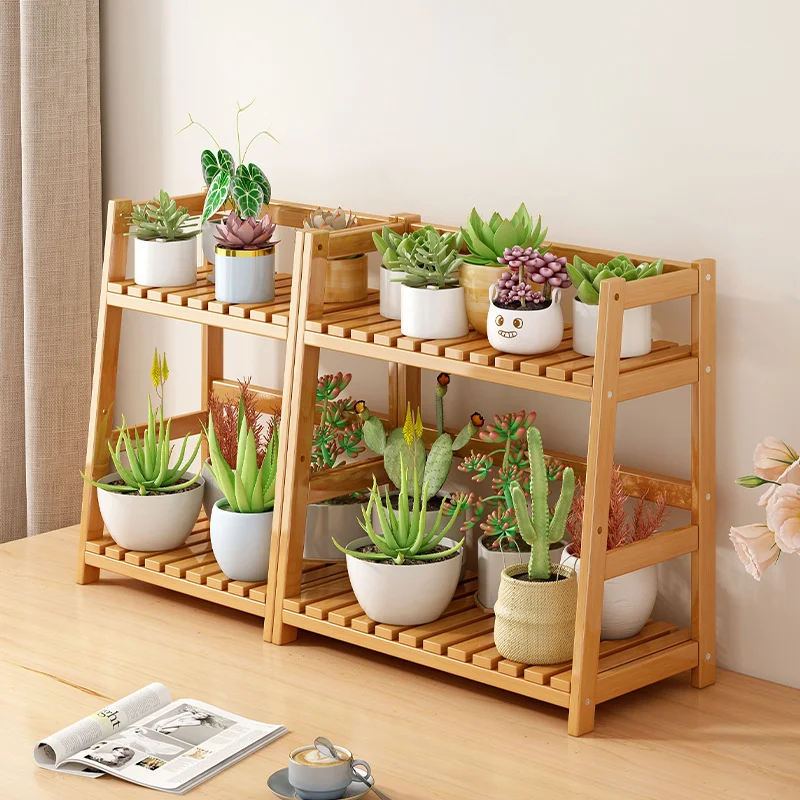 

Simple Fashion Plant Stand Multi-layer Storage Shelf Natural Bamboo Shelf Decoration Ventilation And Light Indoor Gardening