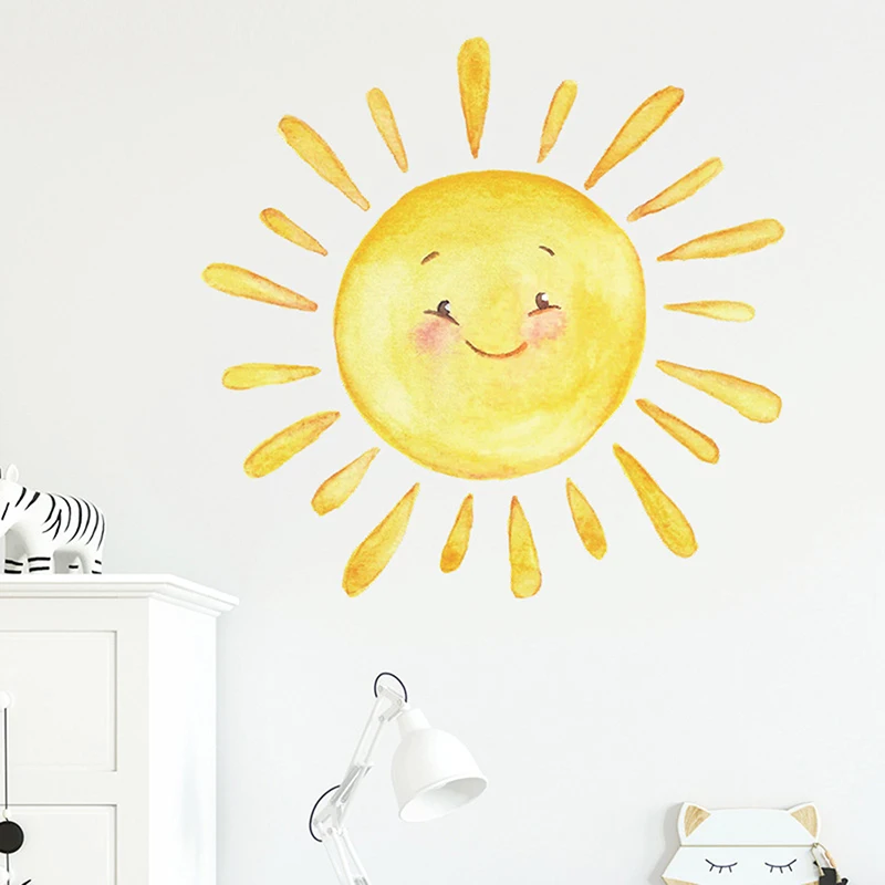 

Cartoon Painted Rainbow Sun Children Bedroom Porch Home Wall Background Decorative Wall Stickers Self-adhesive Room Decoration