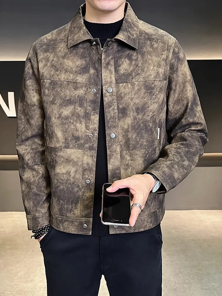 Кожаное пальто Верхняя одежда для мужчин 2024 новинка весны и осени модный бренд High