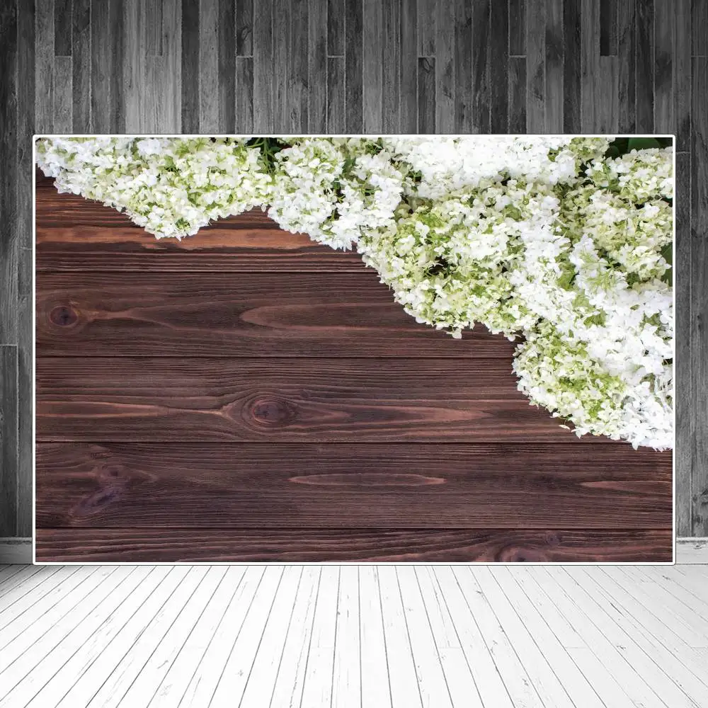 

Spring Floral Wooden Board Backdrops Photography Decoration Party Bannder Grunge Plank Custom Baby Photocall Background Props