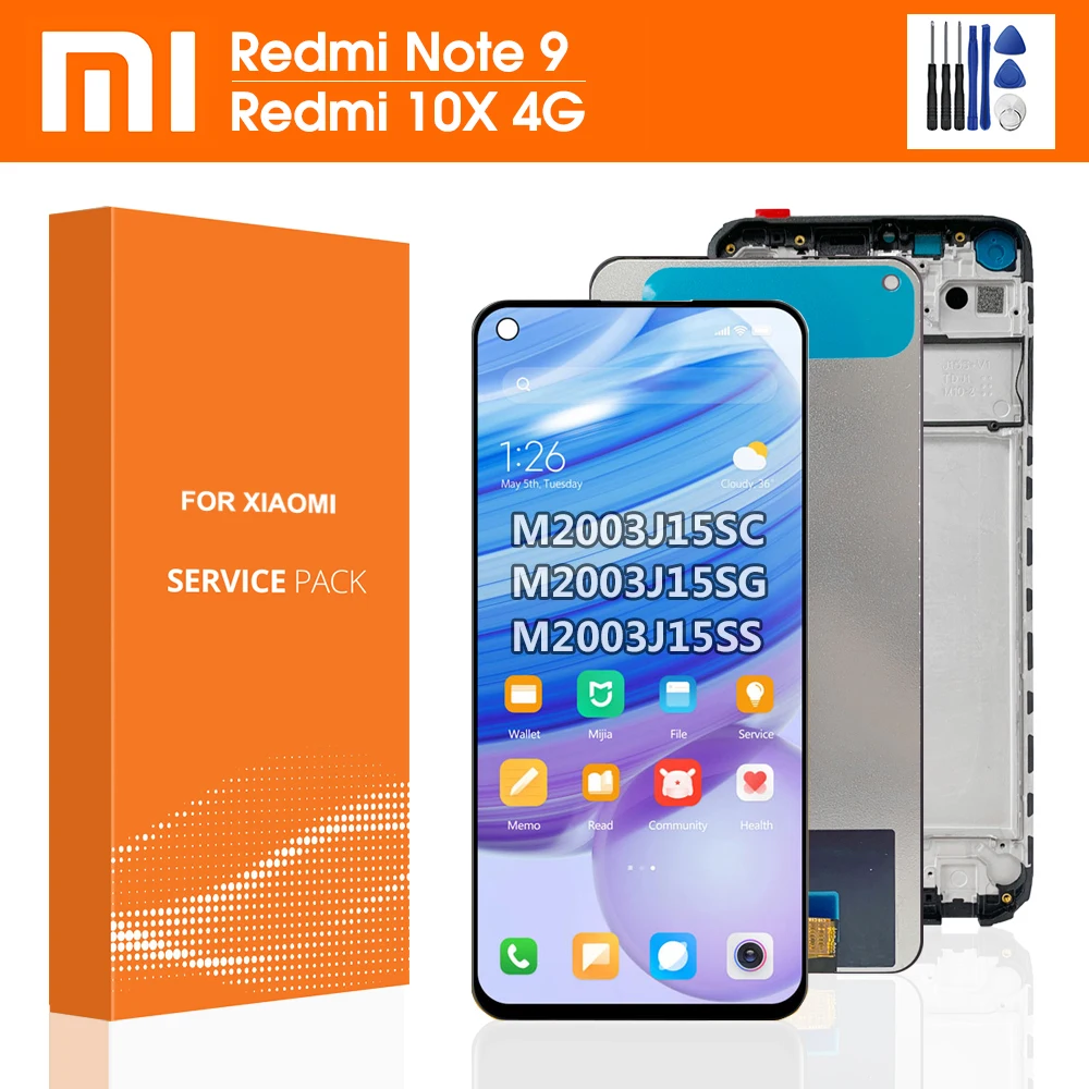 

ЖК-дисплей 6,53 дюйма для Xiaomi Redmi Note 9 с сенсорным экраном, ЖК-дисплей с рамкой для Redmi Note9 M2003J15SC Redmi10X, оригинал