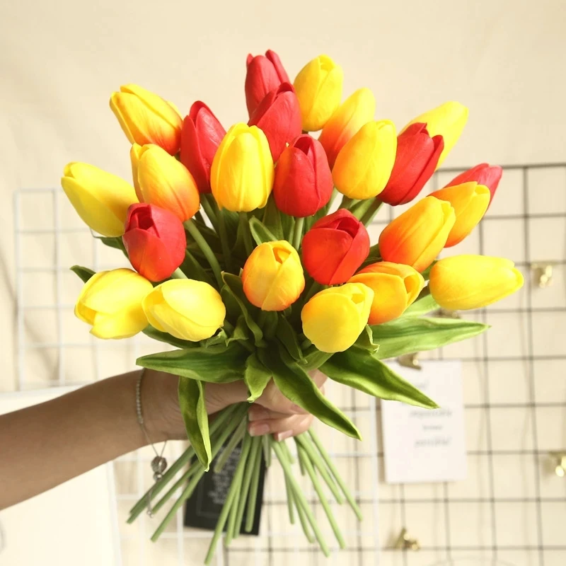 

10PCS Artificial Flowers Garden Tulips Real Touch Flowers Tulip Bouquet Decor Mariage for Home Wedding Decorations Fake Flower