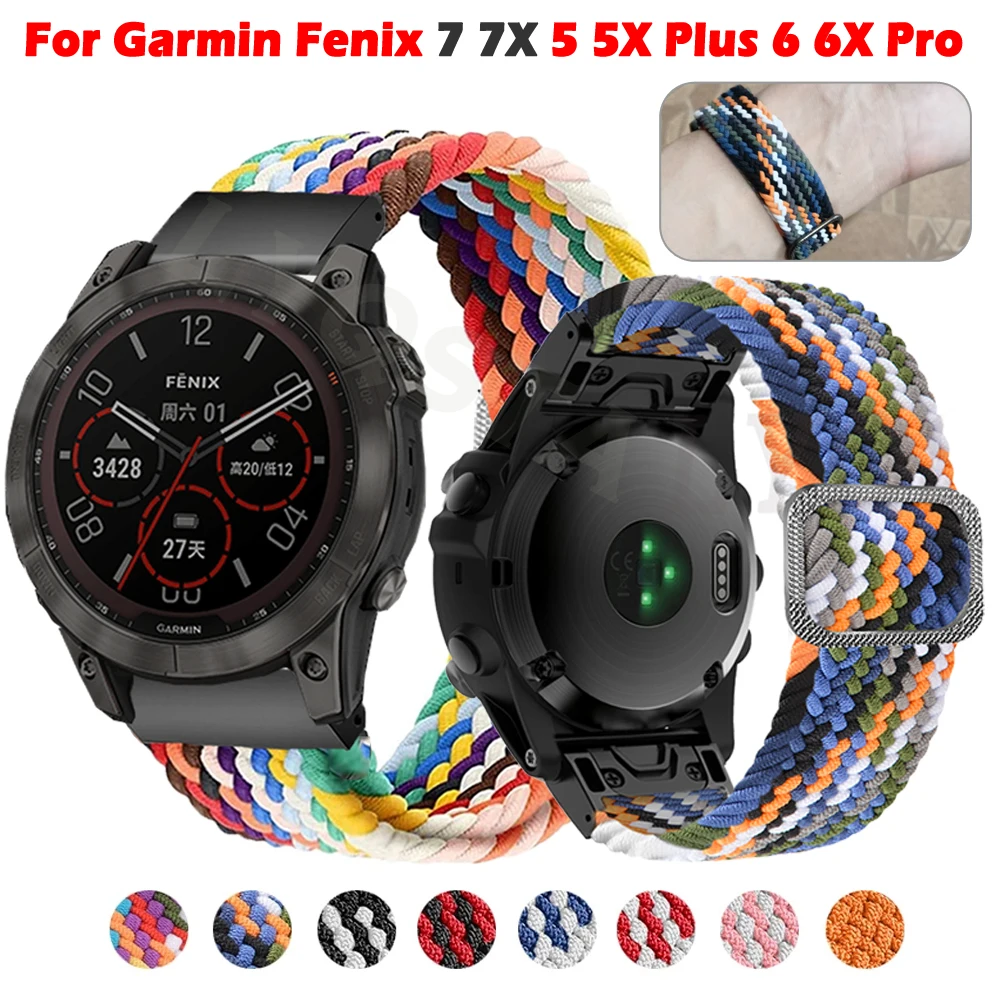 

Ремешок для наручных часов Garmin Epix Fenix 7 7X 6X 6 Pro 5X Plus 3HR спуск MK1 Mk2i 22 26 мм, плетеный нейлоновый ремешок для наручных часов, 2022