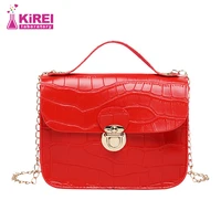 fashion womens crocodile pattern metal chain messenger bag ladies hand carry all match small square bag