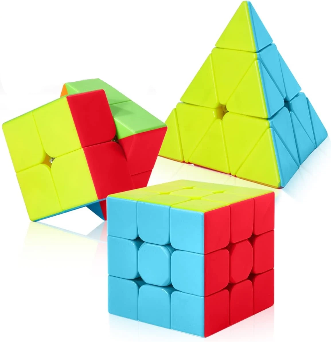Qiyi скоростной магический куб набор 2X2/3X3/скоростной куб-пирамида без наклеек