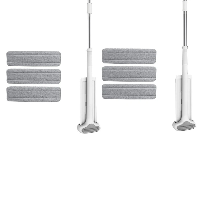 

2X Magic Squeeze Flat Cutting Mop Hands Free Wash With 6 Micro-Fiber Replacement Mop Head