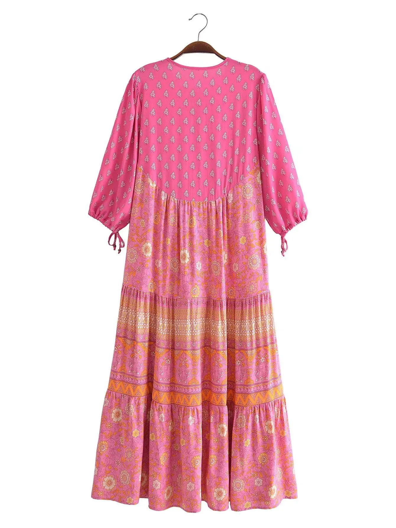 Винтажное шикарное длинное платье-туника с V-образным вырезом и рукавом до локтя