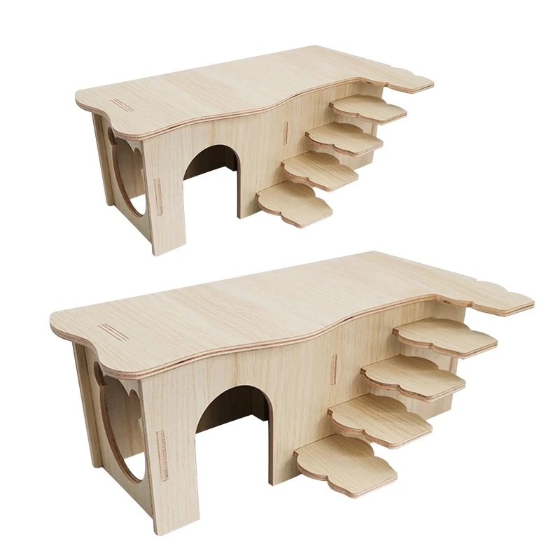 

F3KA Hamster Toy Wooden Hamster Hideout Small Animal Activity Toy Hamster Cage Gift