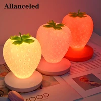 led energy saving lamp children with sleeping night light fun strawberry shape usb charging silicone lamp touch switch luminary