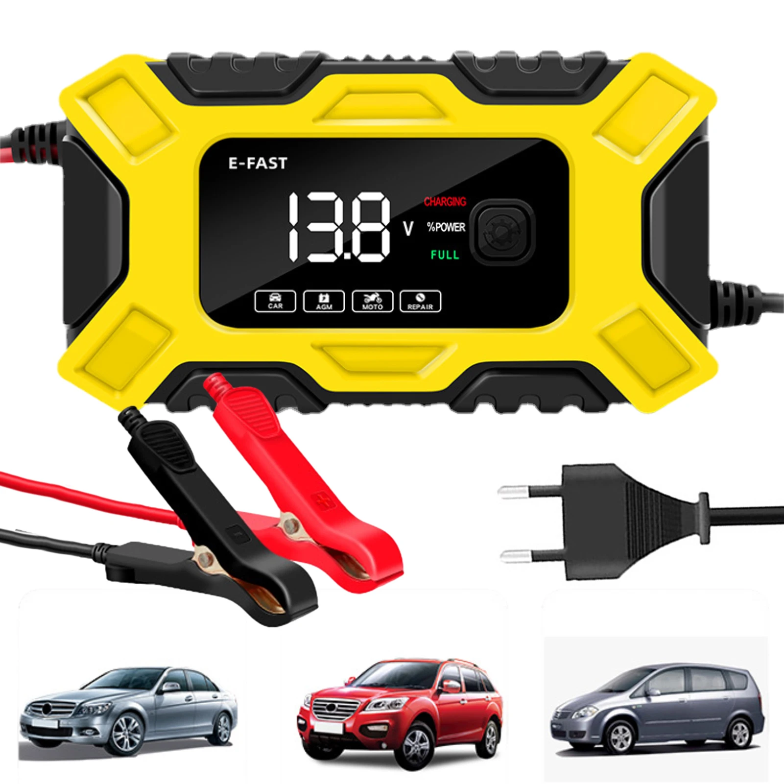 

Motorcycle Battery Charger Battery Charger For Car 12V Battery Charger Automatic Smart Battery Charger With LED Digital Display