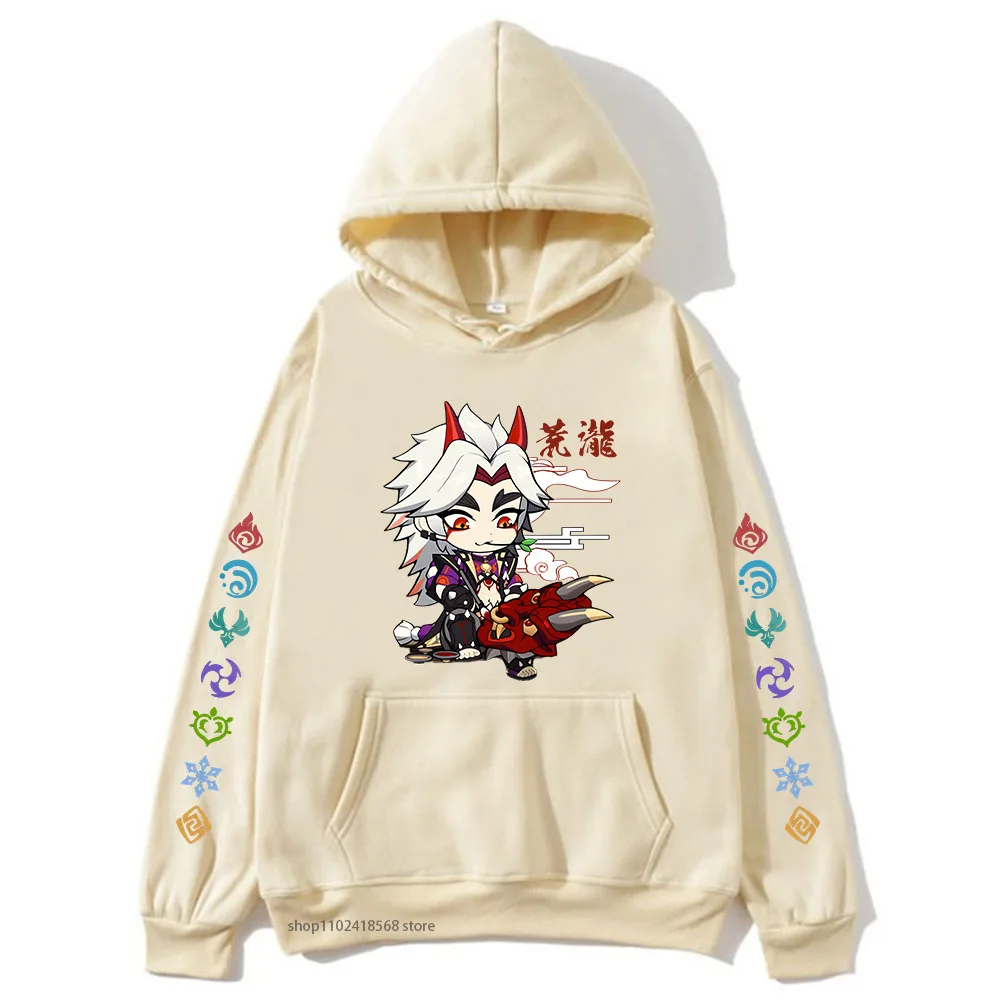

Kawaii Genshin Impact Hoodies Women Arataki Itto Graphic Sweatshirt Spring Autumn Casual Unisex Men Harajuku Anime Streetwear