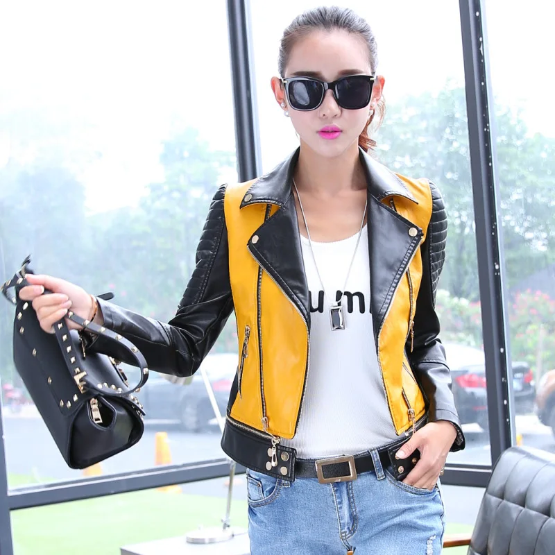 Women Autunm Winter Red Faux Leather Jackets Soft Zipper Girl Bomber Motorcycle Cool Feminina Casaco Pu Coat enlarge