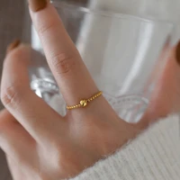 new fashion transfer bead chain ring for womens simple gold plated chain bead opening adjustable ring jewelry gift
