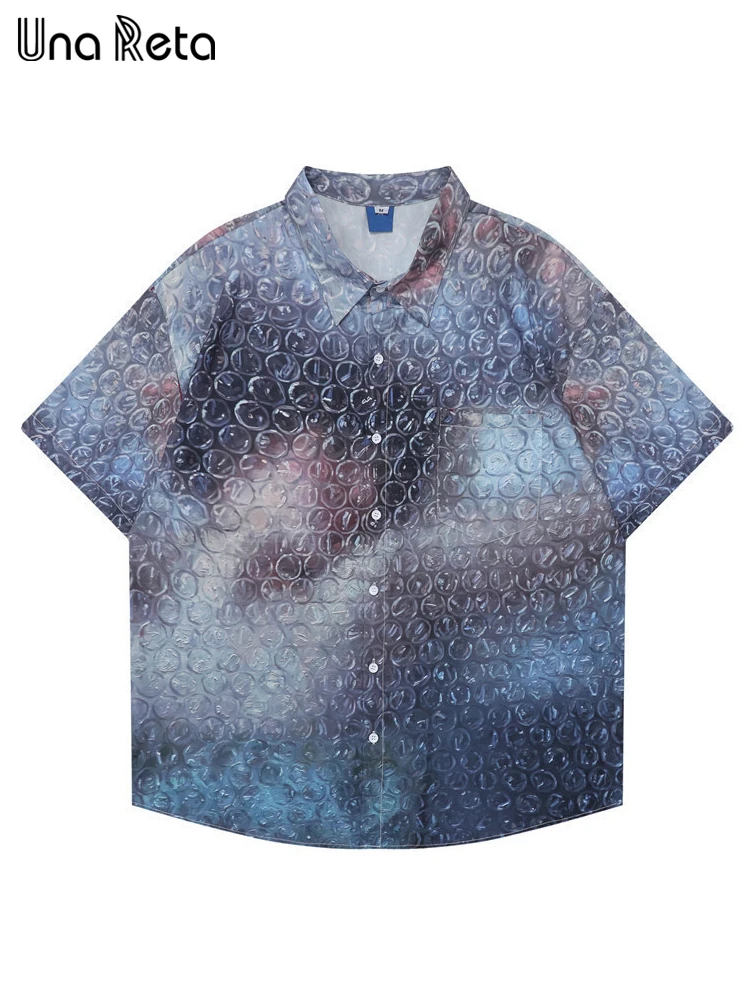 

Una Reta Print Men's Shirt Summer Tops Streetwear Lapel Oversized Shirt Men Harujuku Hip Hop Single-breasted Shirts