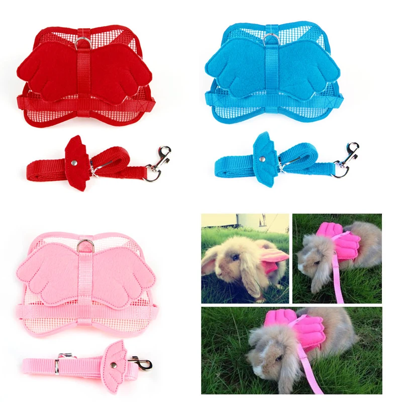 

Harnesses with Collars for Small Animals Adjustable Wing Nylon Leash for Rabbit Ferret Pig Cute Lead Strap bunny