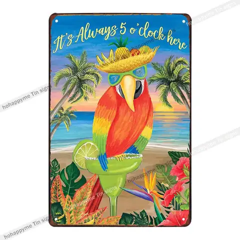 Металлическая табличка hohappyme "IT'S 5 часов Somewhere" 20x30 см