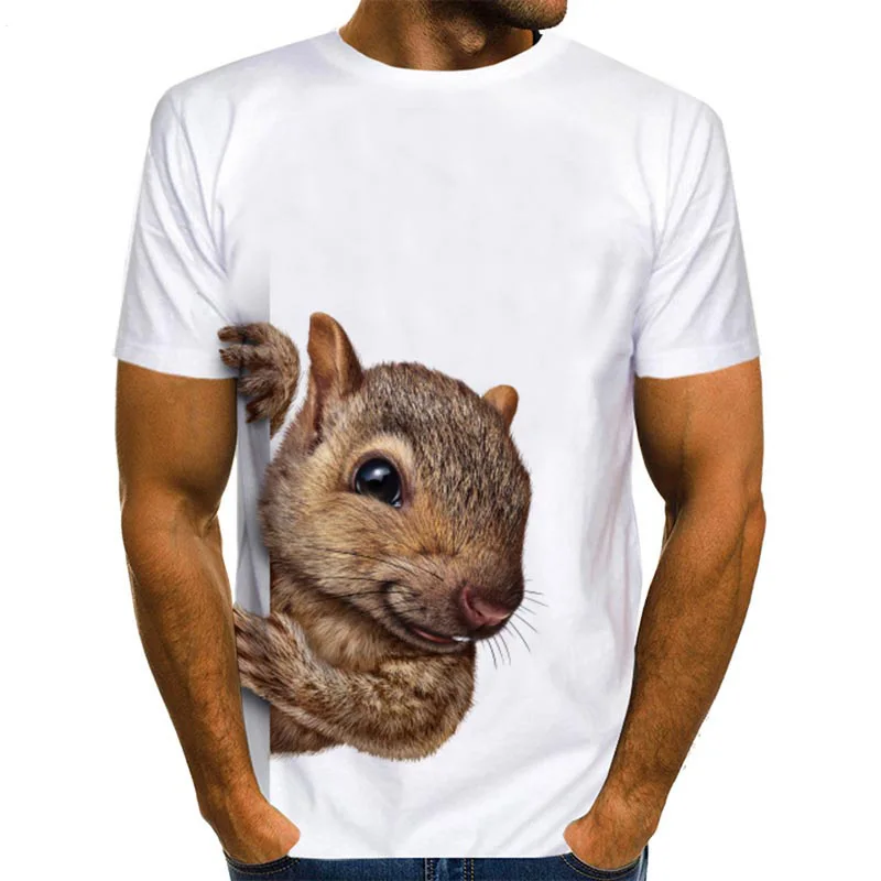 

2022 Funny Casual Summer T-shirt Squirrel 3D Print T-Shirts Men Women Fashion O-Neck Short Sleeve T Shirt Harajuku Tees Tops