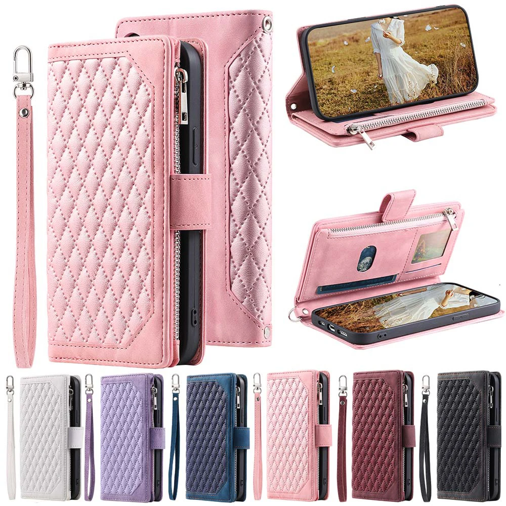 Fashion Zipper Wallet Flip Cover For Xiaomi POCO F3 11T Redmi Note 11 Pro 11S 10 10S 9 9S 8 7 K40 Multi Card Slots Book Cover