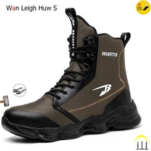 2023 New Men Boots Safety Shoes High Top Work Sneakers Steel Toe Cap Anti-smash Puncture-Proof work Boots Indestructible Shoes