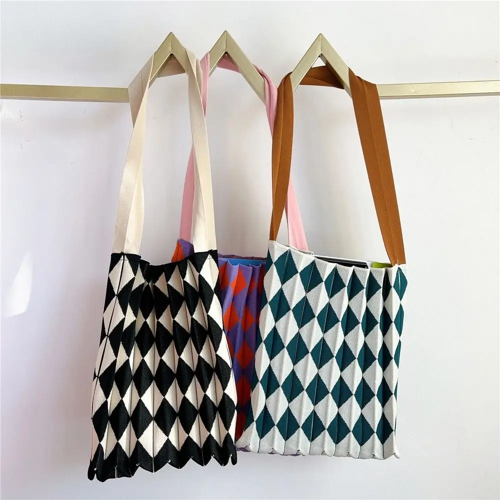 

Fold Shopping Bag Storage Bag Large Capacity Organ Pleated Bag Knitted Bag Wrist Bag Women Tote Bag Shoulder Bag