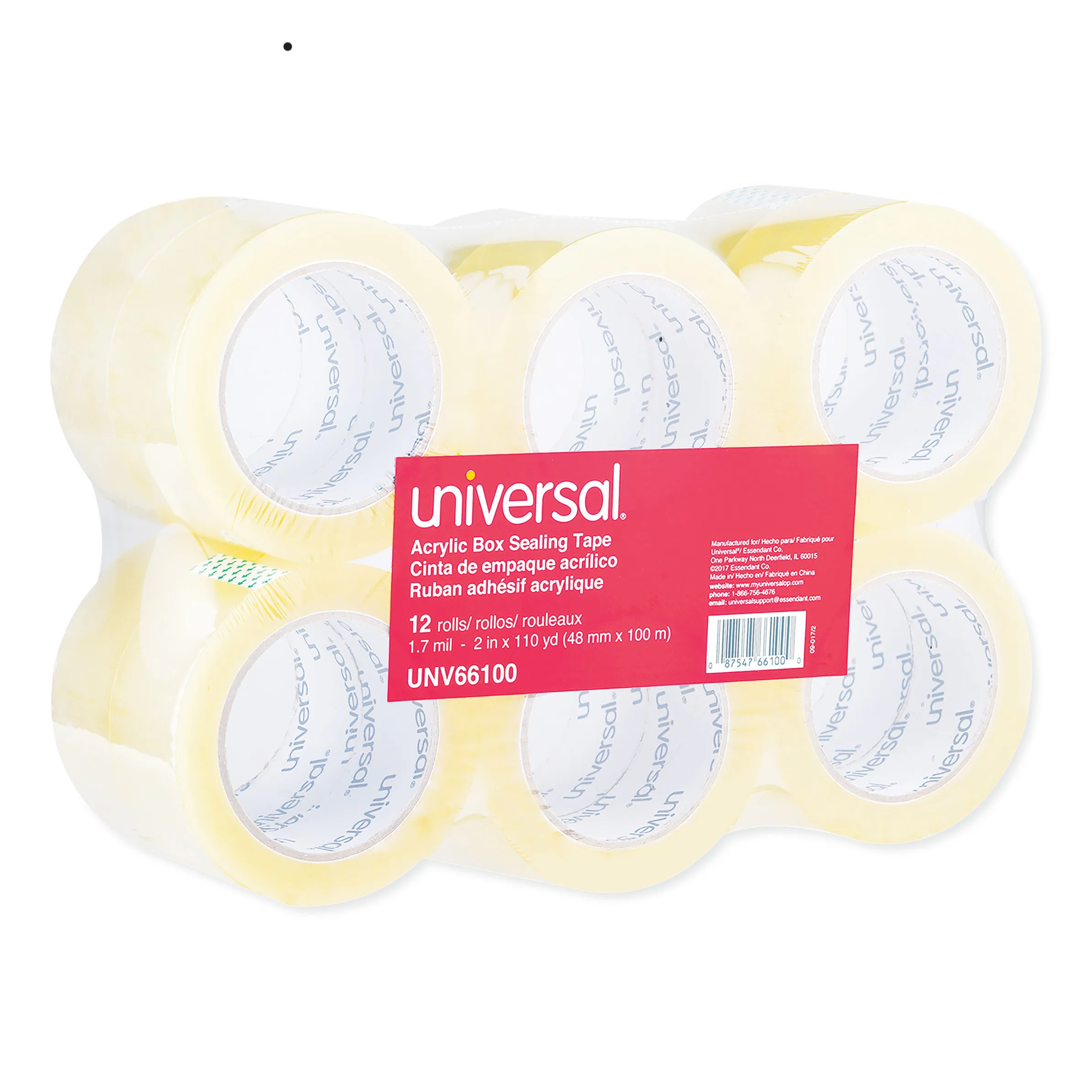 

UNV66100 Deluxe 3 in. Ядро 1,88 дюйма X 110 ярдов -Прозрачная акриловая упаковочная лента (12 шт./упаковка)