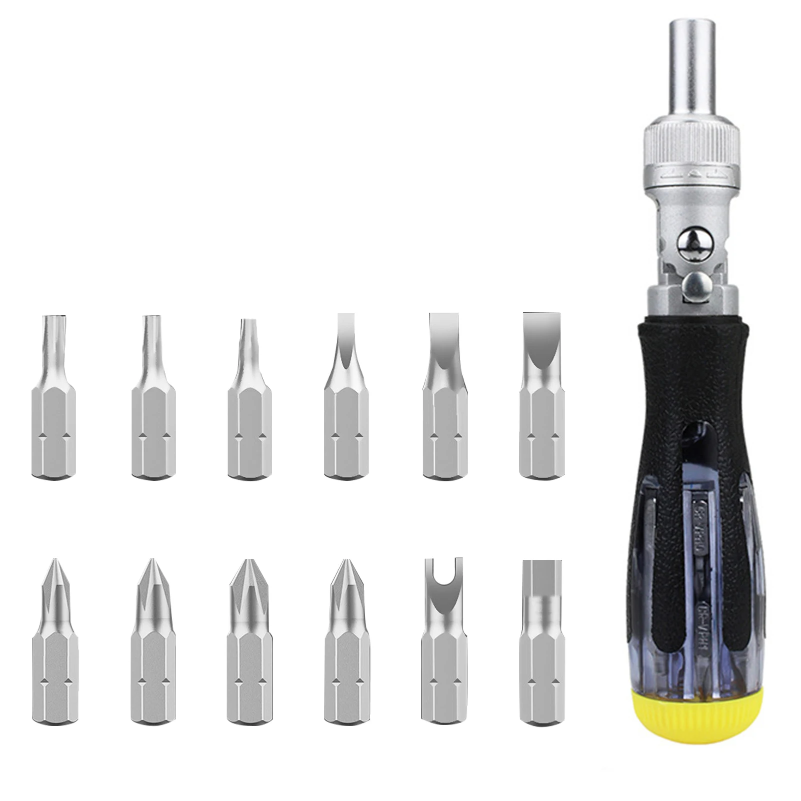 

13 In 1 Ratchet Screwdriver Set Work Car Accessories Bit Head Rotatable Home DIY Bearing Three Gears Repair Tool Adjustable Size