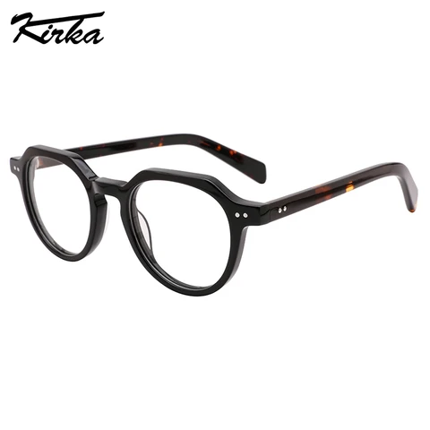 Оптические очки Kirka в стиле унисекс, круглые дизайнерские очки из ацетата в толстой оправе, с кристаллами и черепаховыми цветами, 4 цвета, WD1396