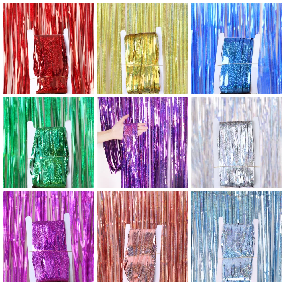 

color Laser rain curtain Children's birthday scene decorate wedding party background wall decorate party decorate rain curtain