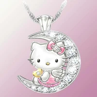 hot sale kitty cat charm i love you to the moon and back pendant necklaces