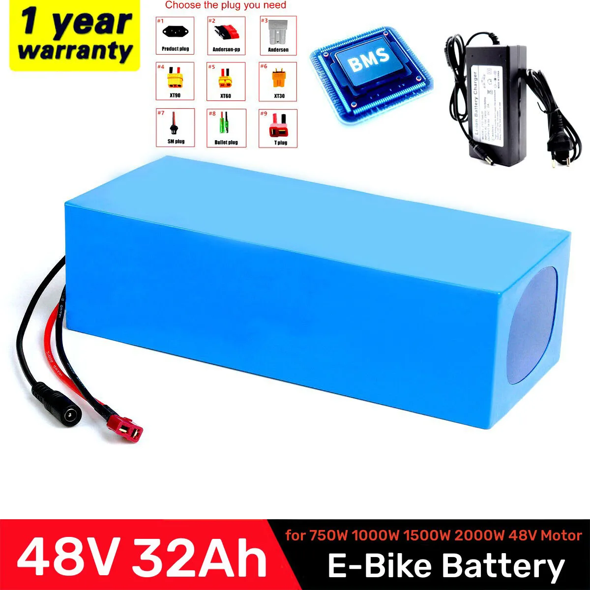 

48V 32ah 1500W Electric Bike Battery 48V 20ah 24ah 18ah 15ah 18650 Lithium Batteries for 54.6v750W 1000W Ebike Motor