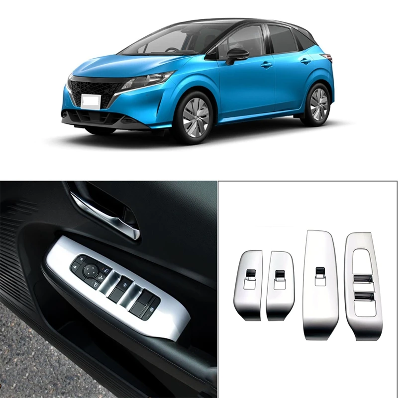 

Car Window Lift Switch Button Frame Cover Trim For 2021 Nissan Note E13 Chrome