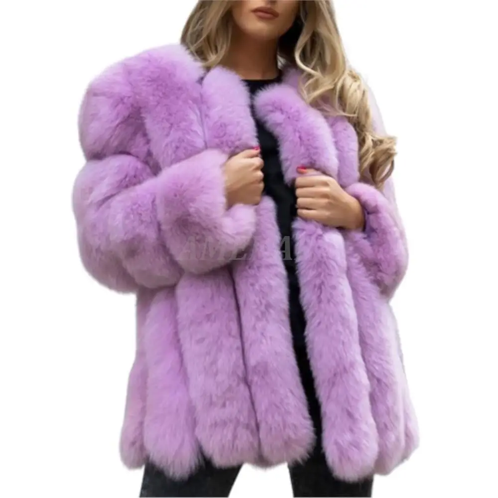 Faux Fox Fur Coat Women Long Thicken Korean Fluffy Women's Windproof Outwear Elegant Manteau Femme Hiver Fashion New Winter Warm