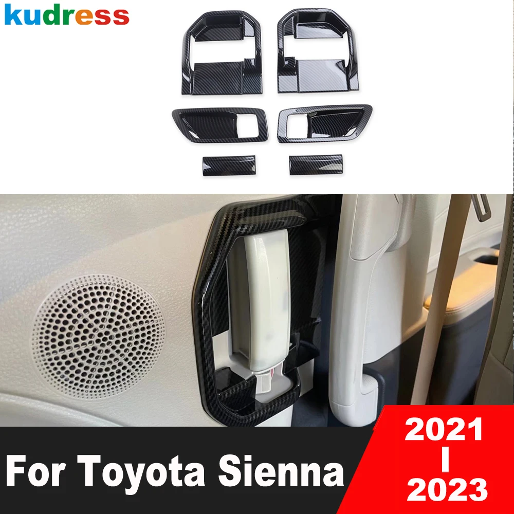

Внутренняя дверная ручка из углеродного волокна для Toyota Sienna 2021 2022 2023, крышка чаши, отделка, декоративные аксессуары для внутреннего формования
