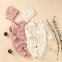 winter baby jumpsuit hat 2 piece newborn knitted suit autumn long sleeve hat mens and baby womens suit