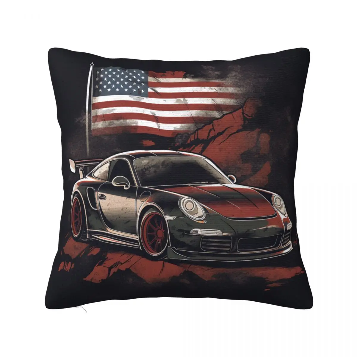 

Classic Sports Car Pillow Case Road Car Bedroom Zipper Pillowcase Spring Square Polyester Cover