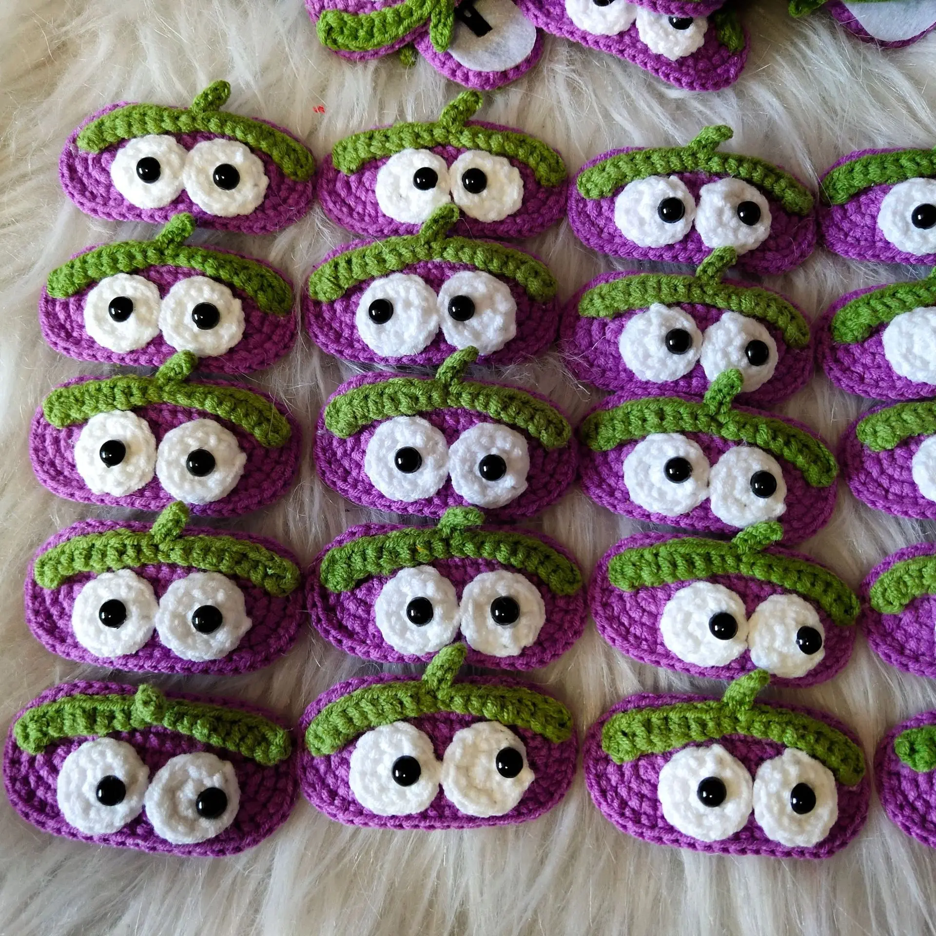 Заколка для волос ручной работы вязаная крючком из шерсти фиолетового баклажана заколка для волос с большими глазами модная заколка для волос для девочек Детские аксессуары для волос