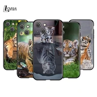 cute little tiger silicone cover for apple iphone 13 12 mini 11 pro xs max xr x 8 7 6s 6 plus 5s se black phone case