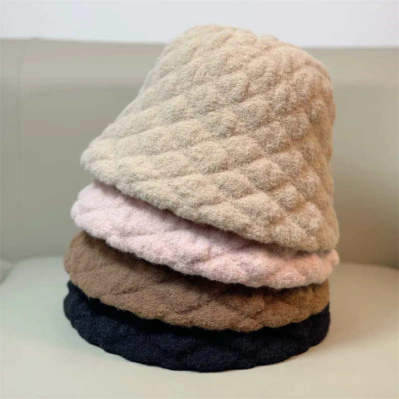 

Зимняя Панама с пузырьковыми складками, женская уличная теплая рыболовная Кепка, повседневные солнцезащитные шапки унисекс, модная Осенняя шапка для девушек, раздвижная шапка