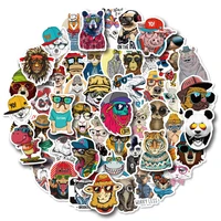 50 pcs cartoon anime fun animals sticker cellular phone guitar laptop helmet automobile water cup stationery decorate sticker