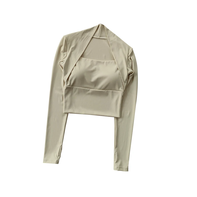 Топ женский спортивный с подушкой для фитнеса длинным рукавом