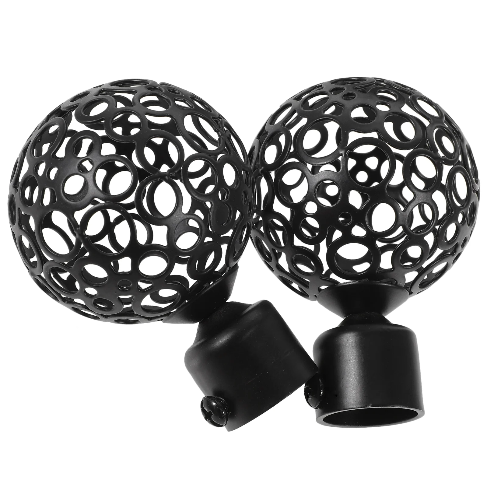 

2 Pcs Roman Rod Accessories Curtain End Decoration Crystal Knobs Round Head Plug Iron Final Decorative