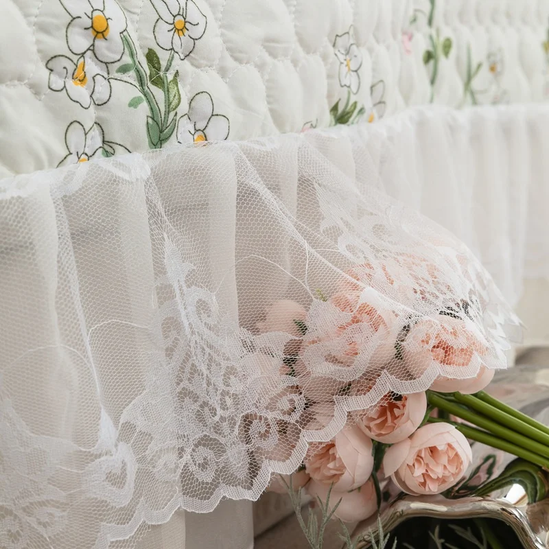 Spring and Summer Bed Cover Three-Piece Set Quilted Sheet Washed Cotton Blanket Double Layer Lace