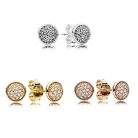 authentic 925 sterling silver sparkling dazzling droplets with crystal stud earrings for women wedding gift pandora jewelry