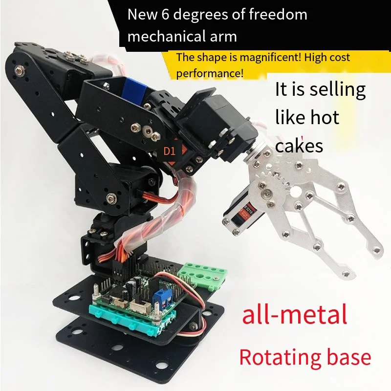 6 DOF Robotics Kit Educational Robot Manipulator Metal Alloy Arduino Arm Servo MG996 for Arduino Robot Arm DIY Programmable Kit