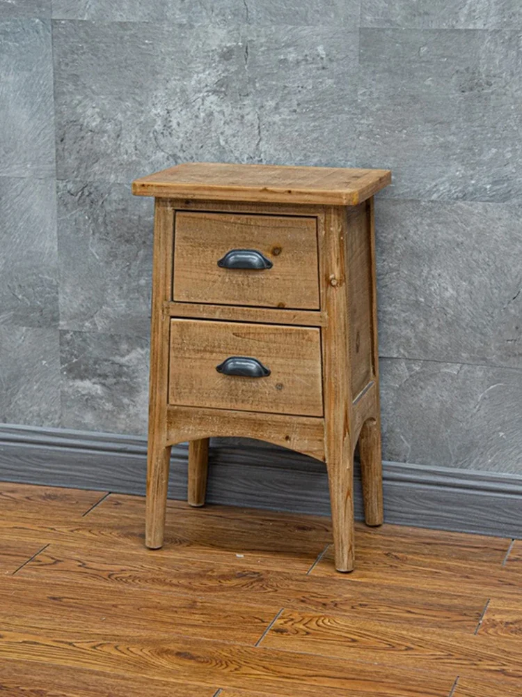 

Деревенский ретро шкаф с деревянными краями, шкаф для хранения в гостиной, шкаф для хранения, украшение для спальни, прикроватный шкаф с выдвижными ящиками