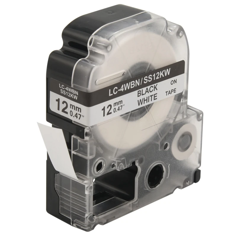5 упаковок сменных лент для этикеток LK-4WBN LC-4WBN9 (SS12KW) Epson Labelworks LW300 LW400 LW500 LW700 черный