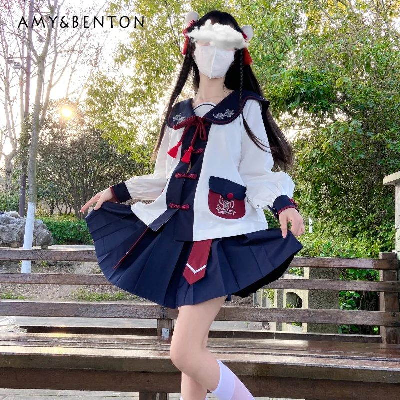 Новинка 2024 оригинальный милый матросский костюм JK в китайском стиле подходящий