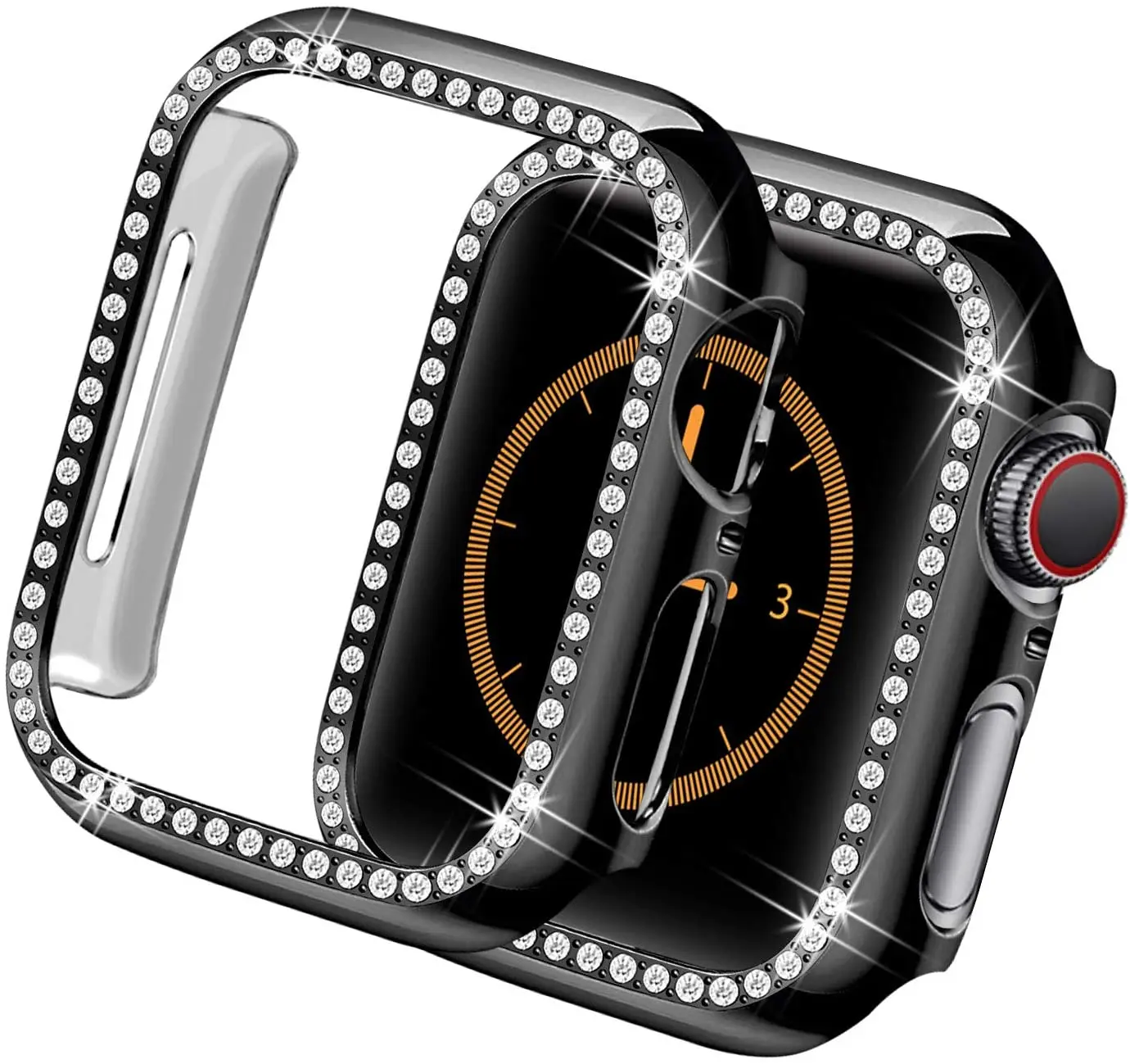Алмазный защитный чехол для Apple Watch крышка 45 мм 41 38 42 40 44 блестящий Кристальный