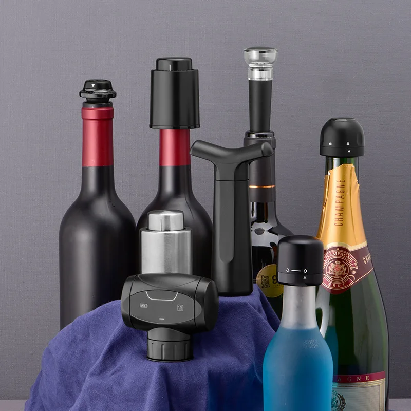 

Черная вакуумная пробка из АБС-пластика для винных бутылок, герметичная Запоминающая вакуумная Запоминающая пробка для вина, аксессуары для бара, пробка для вина