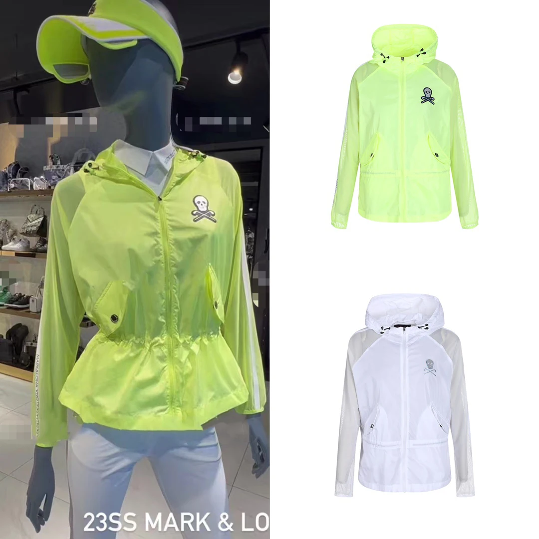 

Women's Golf Wind Coat Sunscreen Long Sleeve Thin Windproof Jacket Ladies Windbreaker Slim Fit Elastic Waist Design Golf Hoodie